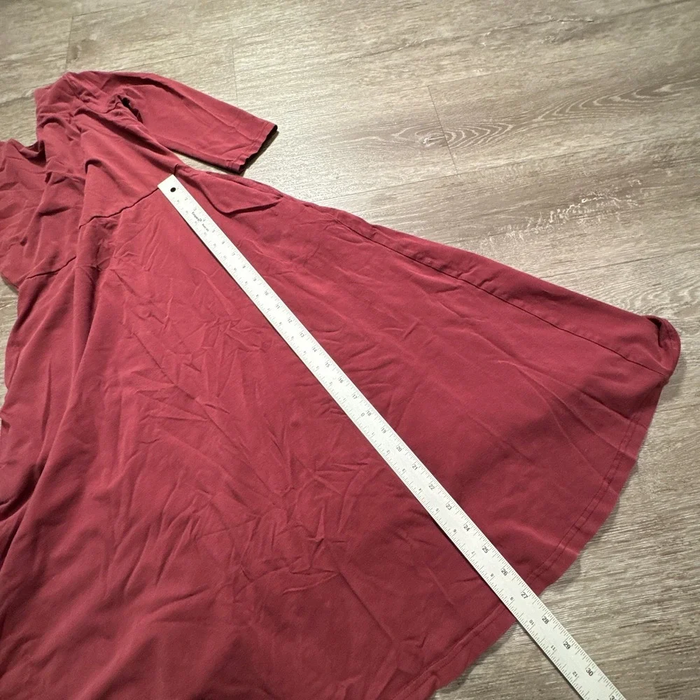 Pact Dress Womens Small Red Fit And Flare Organic Cotton Stretch V Neck Lounge - Picture 9 of 10